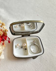 Floral Embroidered Rectangle Mini Jewelry Box With Mirror