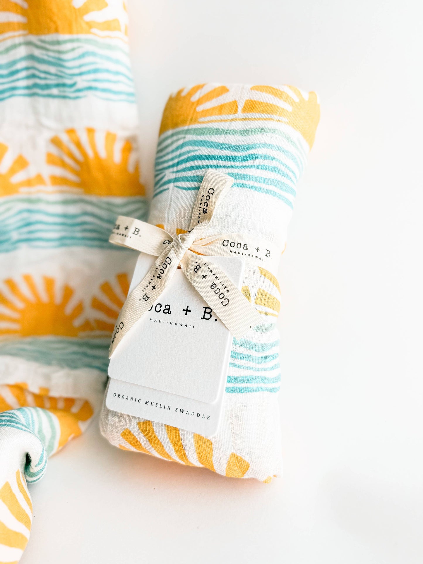 Sun + Wave Organic Baby Swaddle | Surfer Nursery Decor