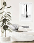 Black White Boho Summer Poster. Surfboard, Palm Trees