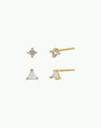 Birthstone Stud Gold Earrings Set - October