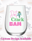 Mahjong Stemless 4 ct Set Wine Glasses "Dot Crack Bam"