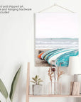 Colored Surfboards on The Beach. Ocean Surfing Print