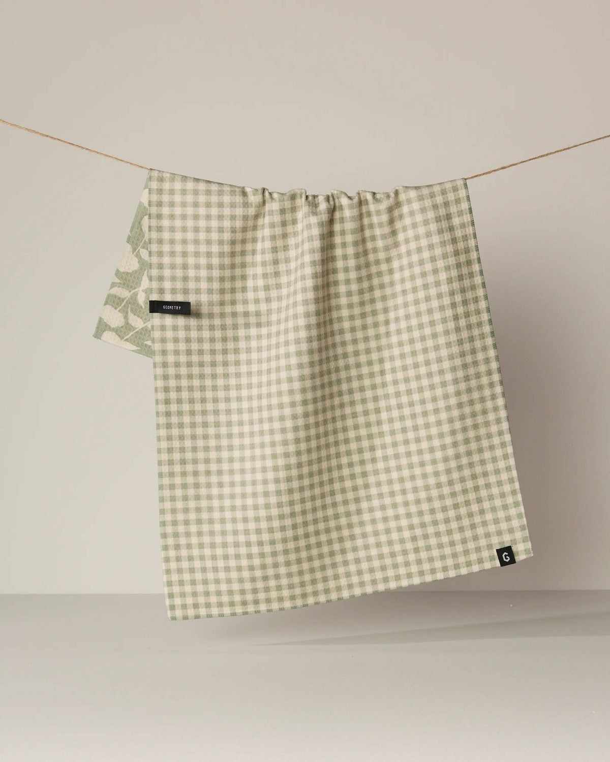 Sage Blossom Luxe Kitchen Geometry Towel