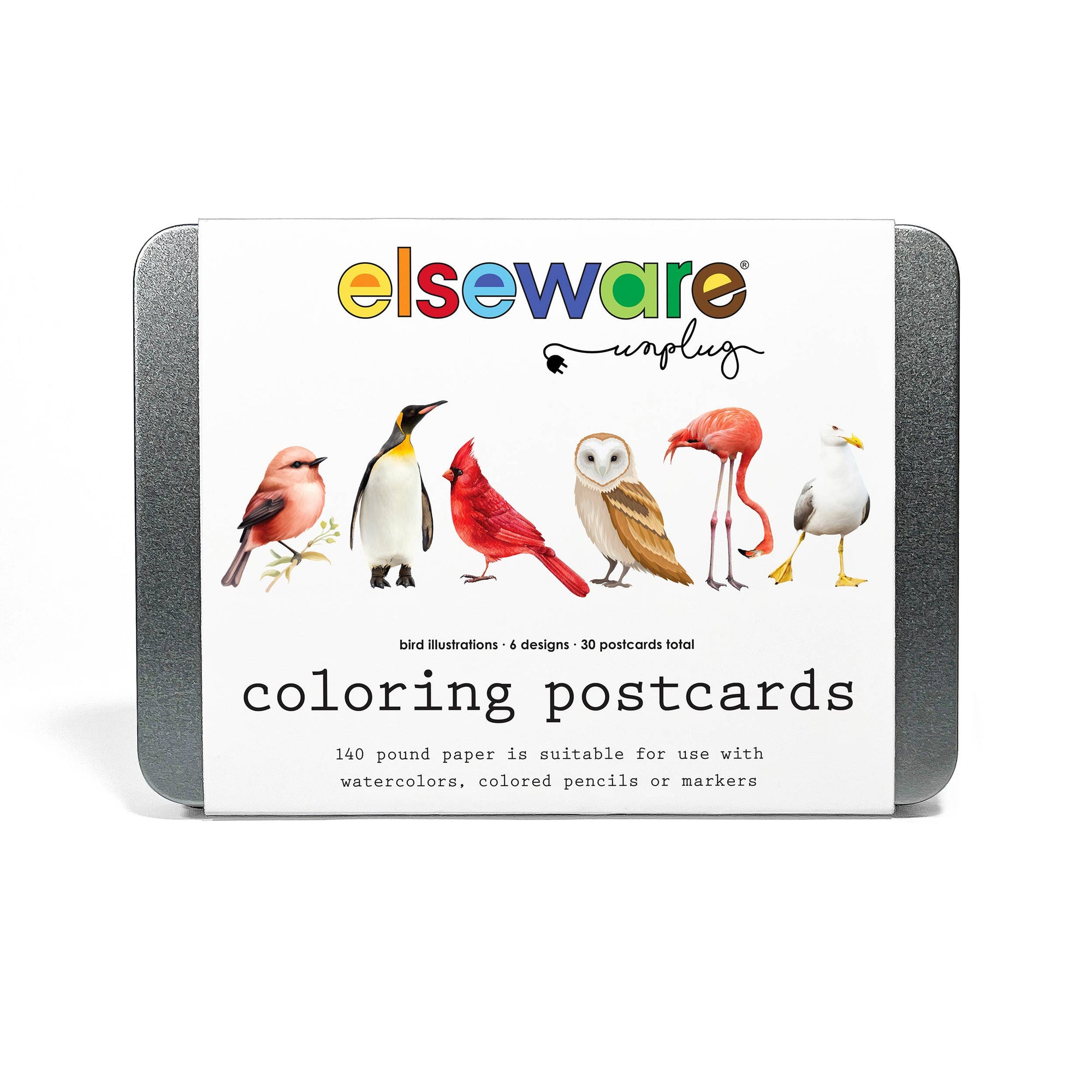 Coloring Postcards w/ 6 Bird Designs (30cards) Stationary