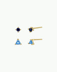 Birthstone Stud Gold Earrings Set - September