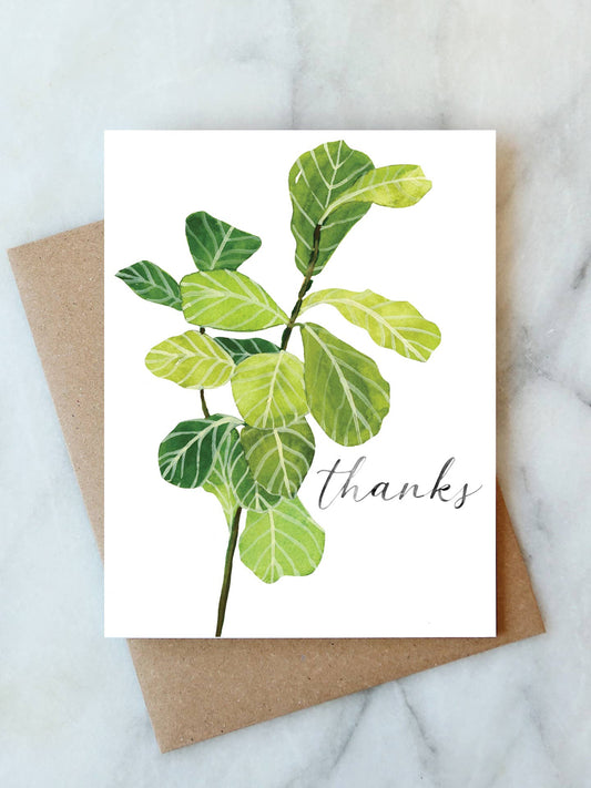 Fiddle Leaf Thanks Greeting Card | Thank You Card