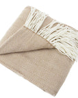 Camel Herringbone Fringed 50x60 Inch Throw Blanket