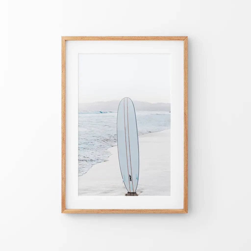 Blue Surfboard Print. Ocean Beach Wall Art: 16x20 inches / Print - unframed