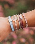 "Bloom" Maroon and Pink with Pressed Flowers Hair Tie Bracelets