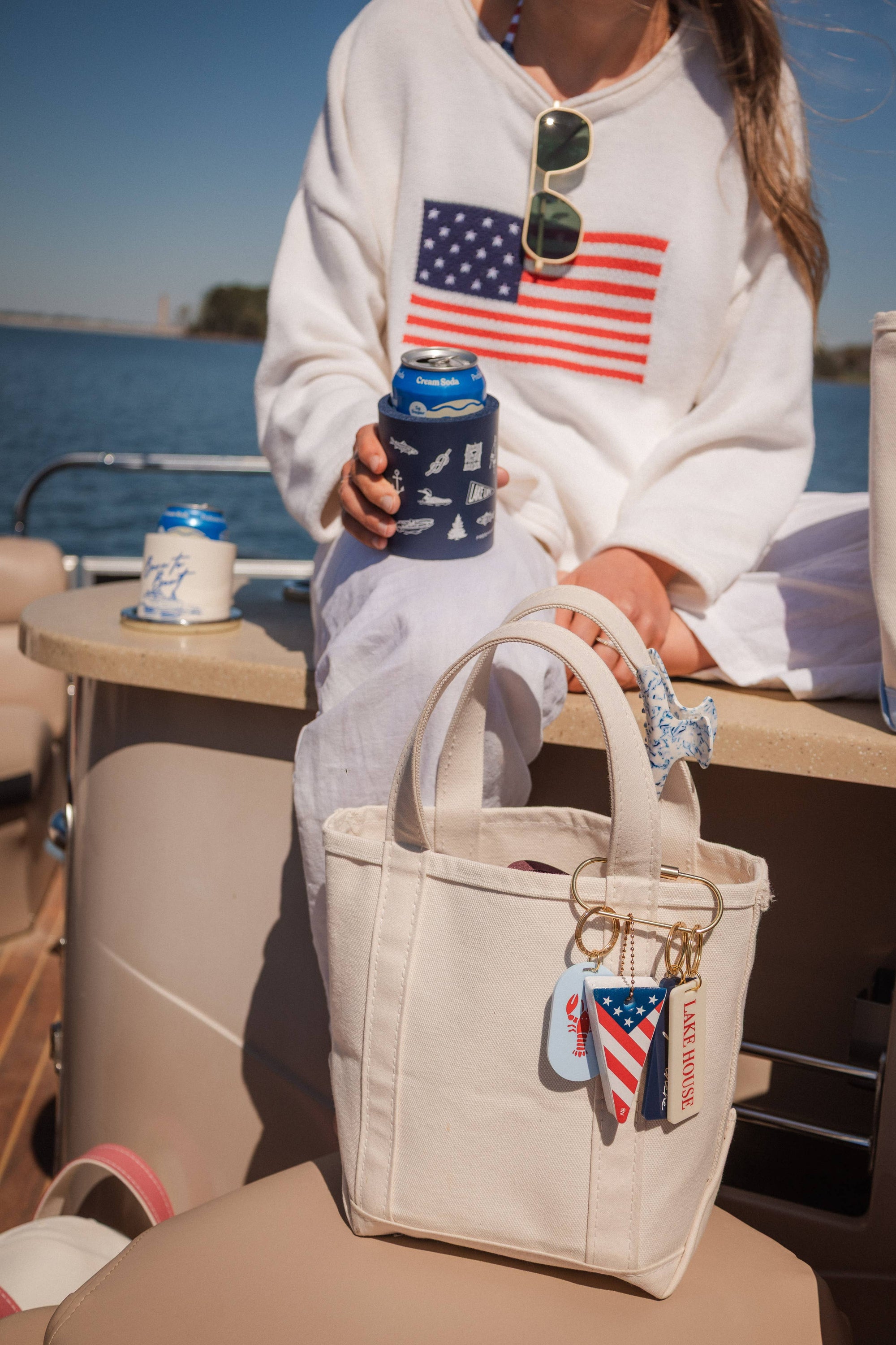 USA Sail Flag Floating Keychain