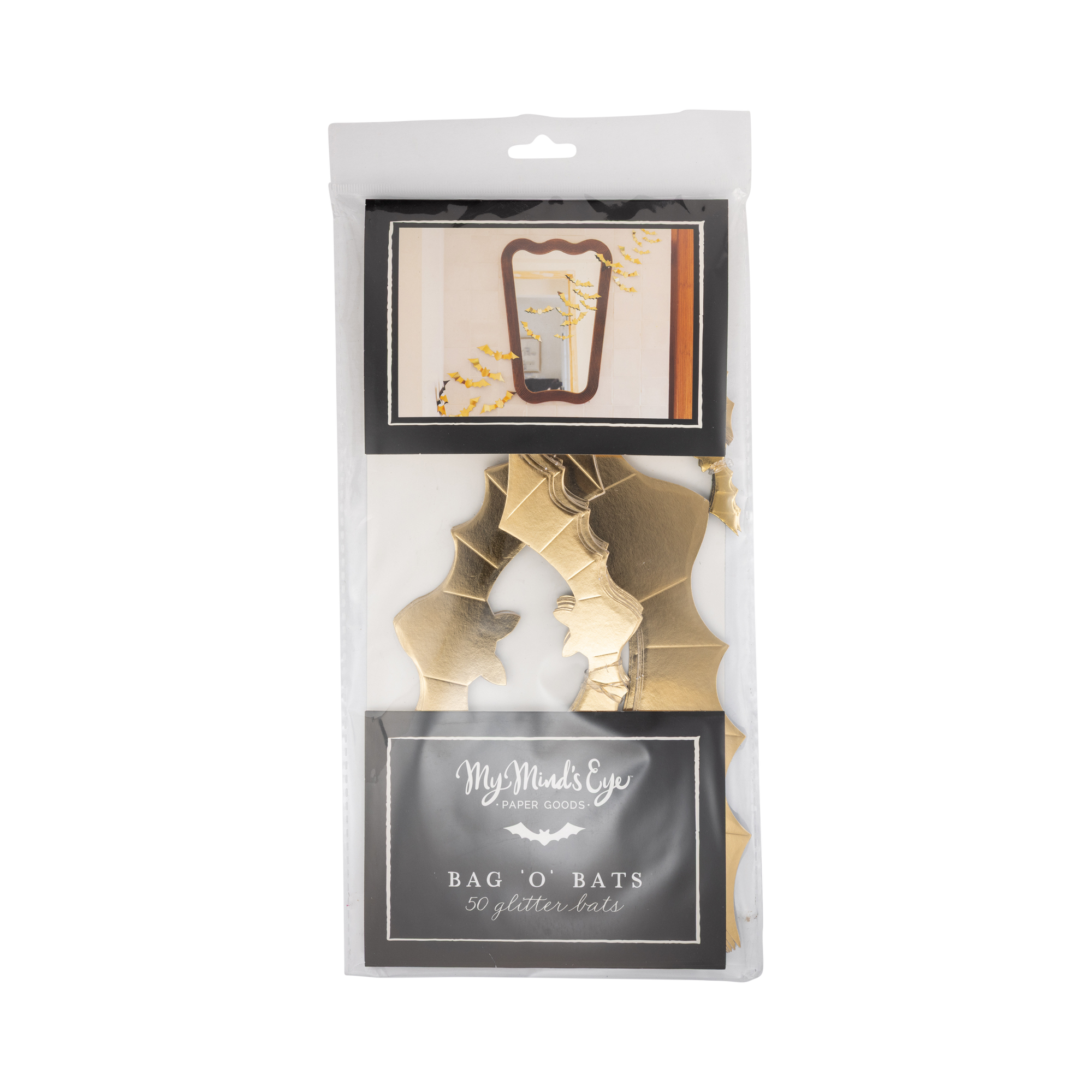 Gold Foil Paper Bat Set | Halloween Wall Decorations