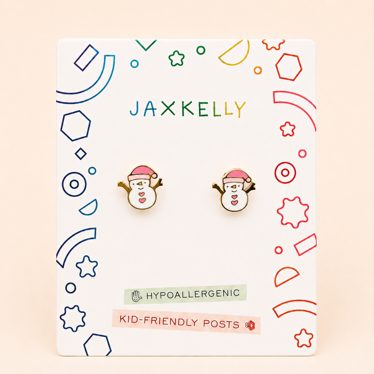 Snowman Enamel Flat Back Kids Earrings