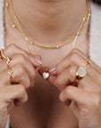 Gemstone Heart Pendant Necklace - Mother of Pearl