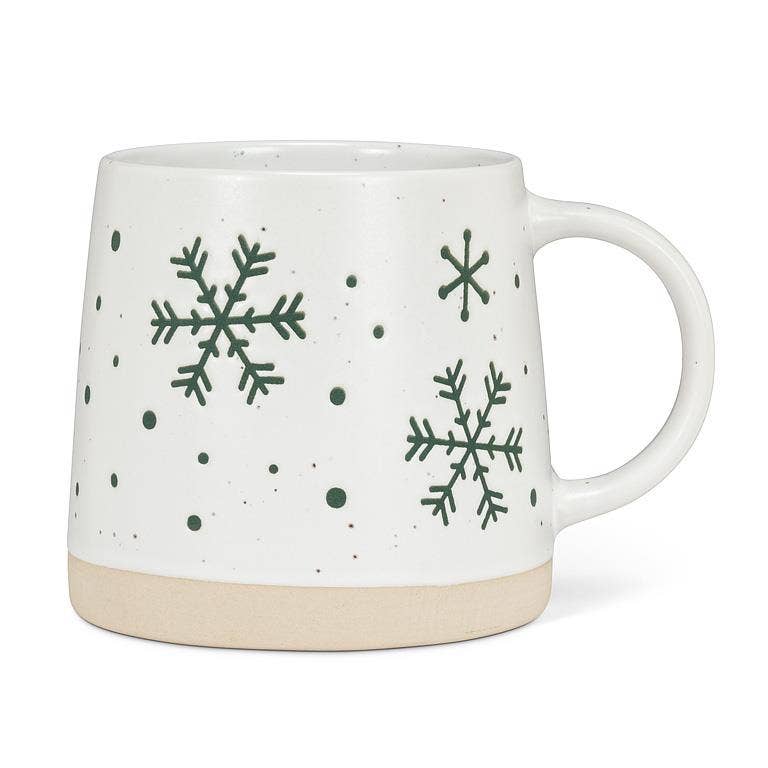 Ceramic Snowflake Mug – Rustic Stoneware Christmas Mug