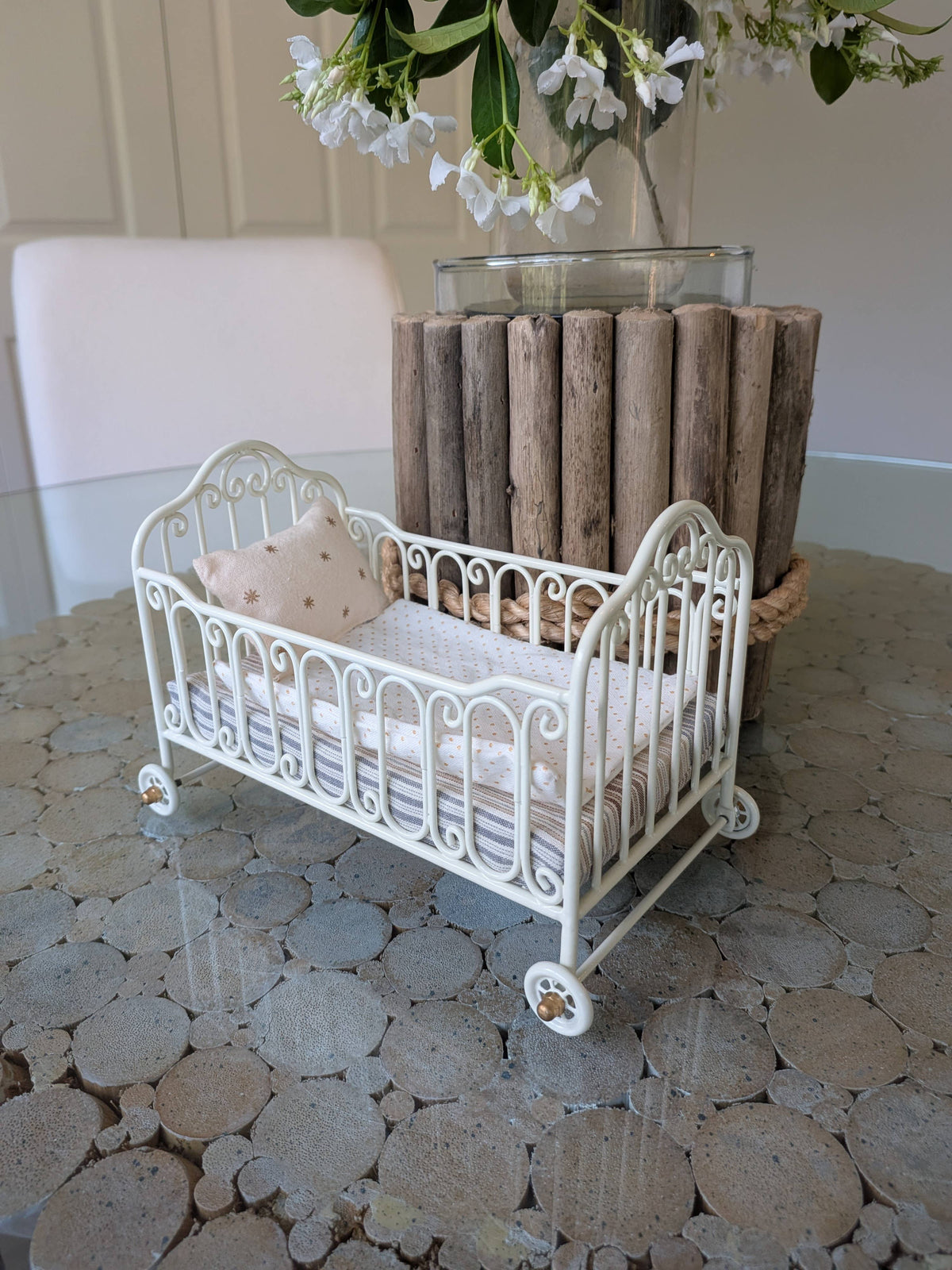 Miniature Metal Bed – Whimsical Dollhouse Furniture