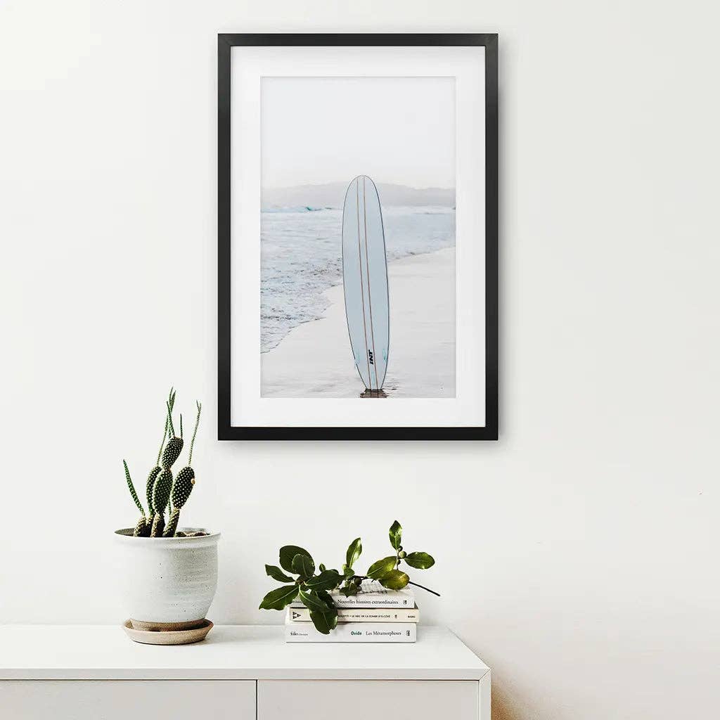 Blue Surfboard Print. Ocean Beach Wall Art: 8x10 inches / Print - unframed