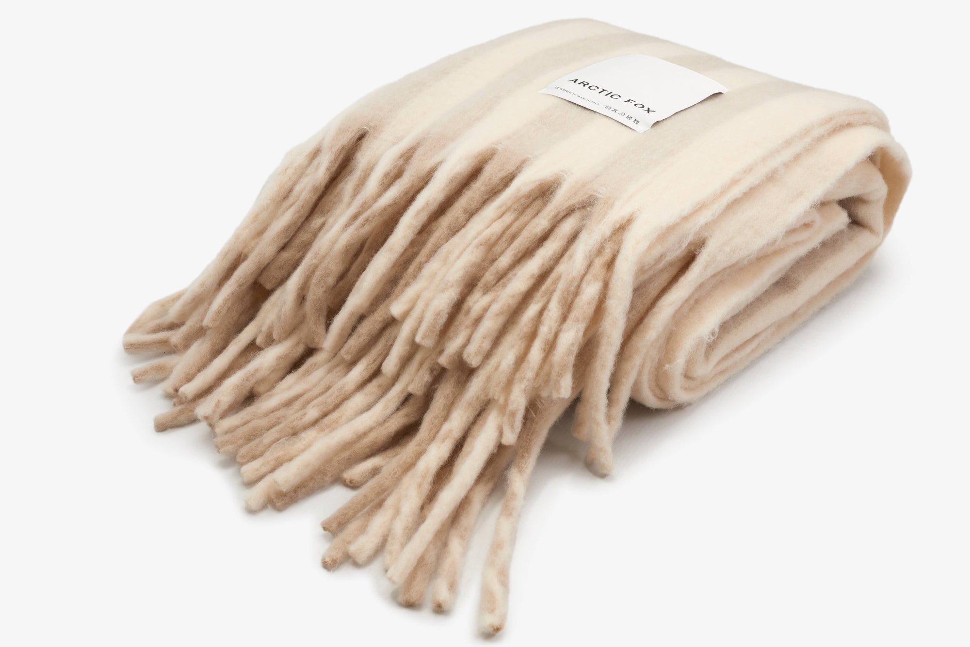 The Wool Stripe Throw - Taupe/White