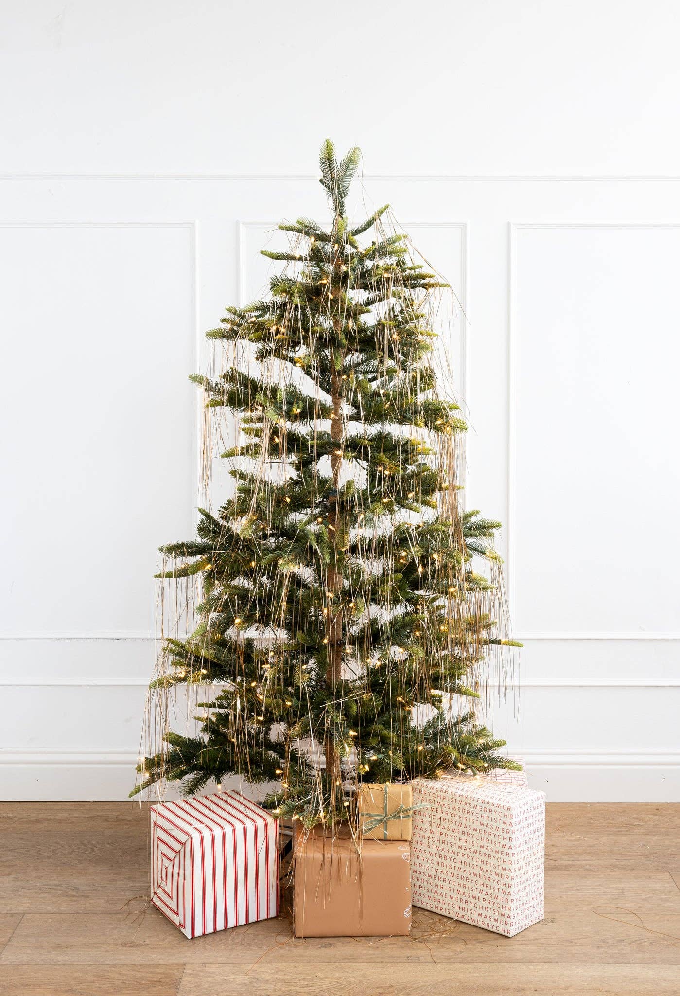 Gold Tinsel Christmas Tree Decoration | Vintage Holiday Sparkle