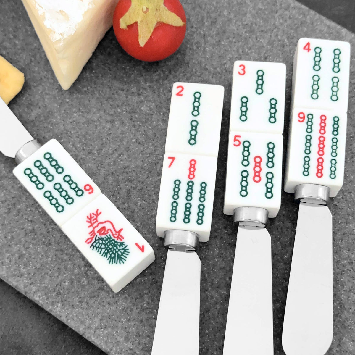 4-Piece Mahjong Bamboo Charm Resin Cheese Spreader
