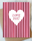Burgundy Stripe Love Card | Valentine Love Friendship