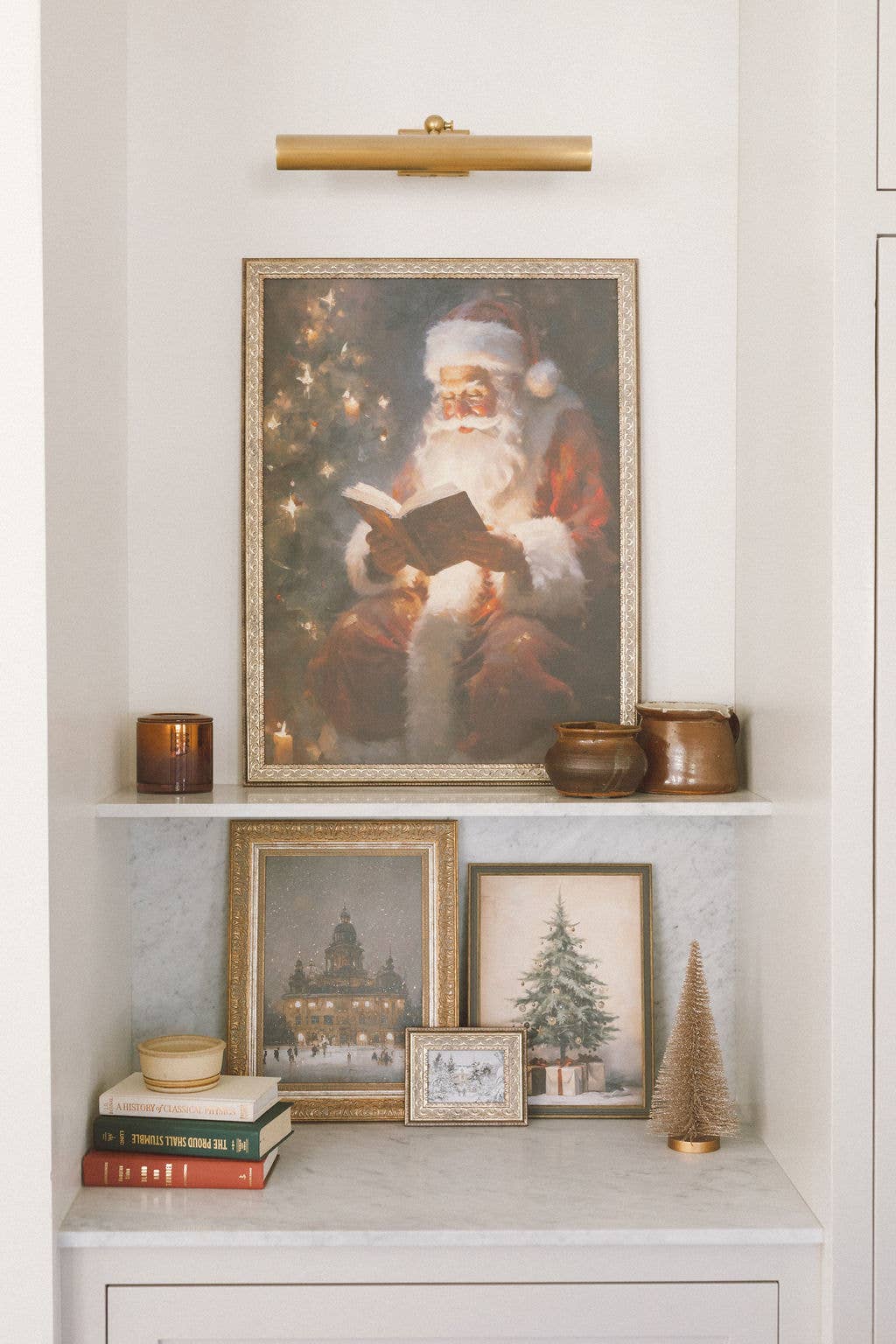 Classic Santa Framed Vintage Christmas Canvas Art