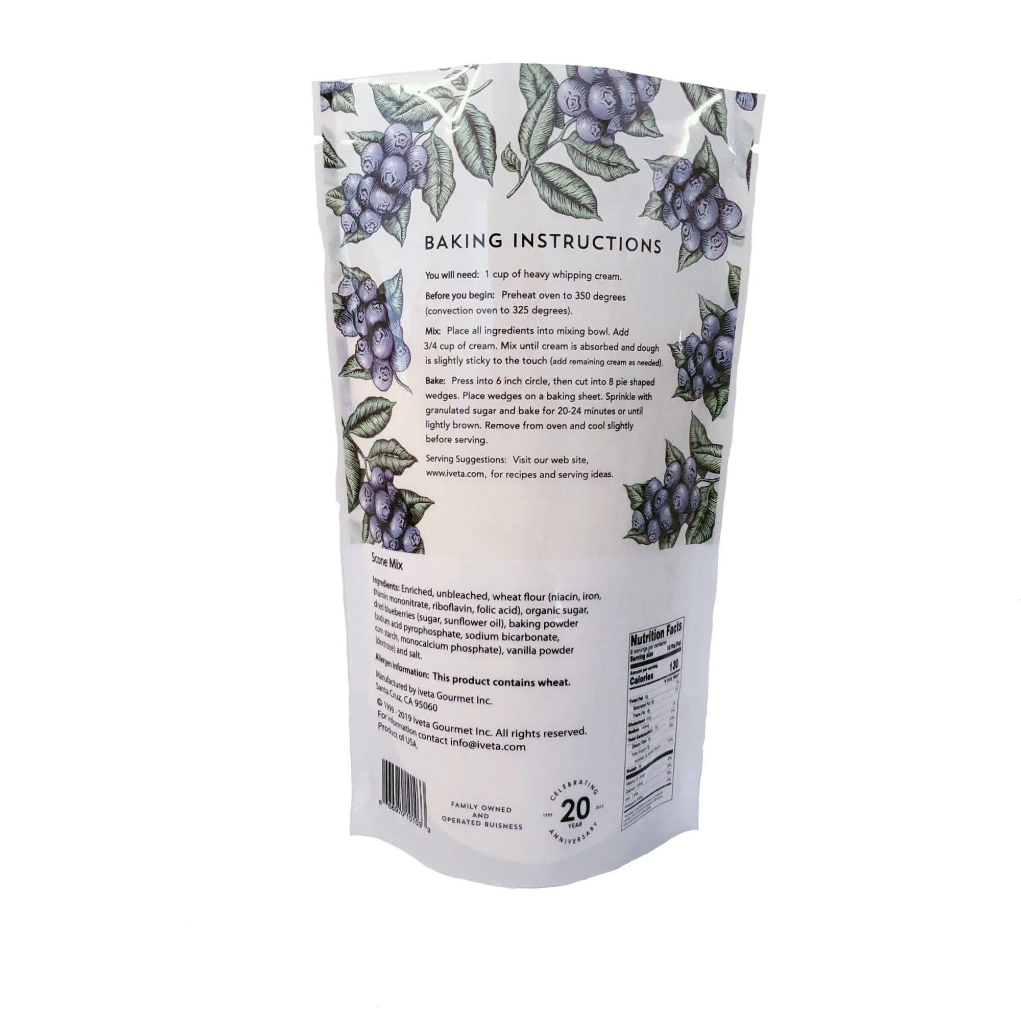 Blueberry Scone Mix – Gourmet Baking Mix – Makes 8 Fresh Scones
