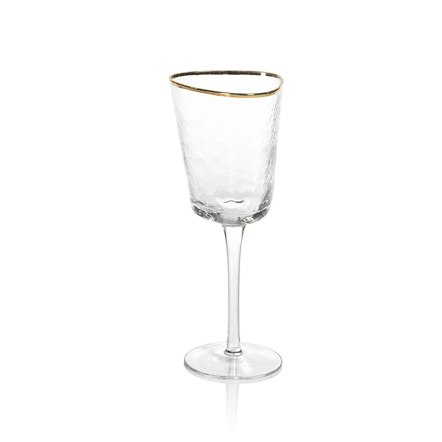 Aperitivo Triangular Wine Glass, Clear w/ Gold Rim