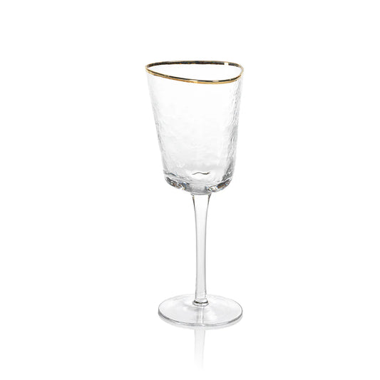 Aperitivo Triangular Wine Glass, Clear w/ Gold Rim