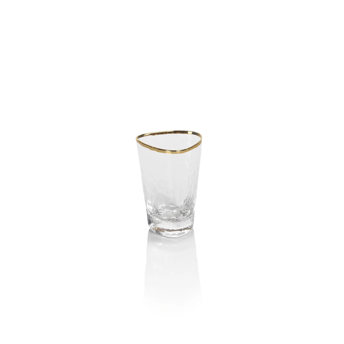 Aperitivo Triangular Shot Glass, Clear w/ Gold Rim