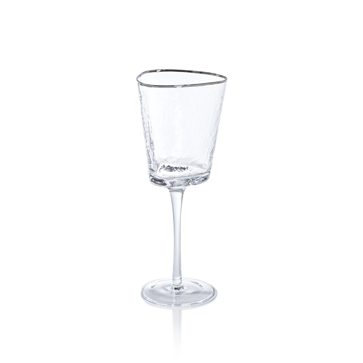 Aperitivo Triangular Wine Glass, Clear w/ Platinum Rim