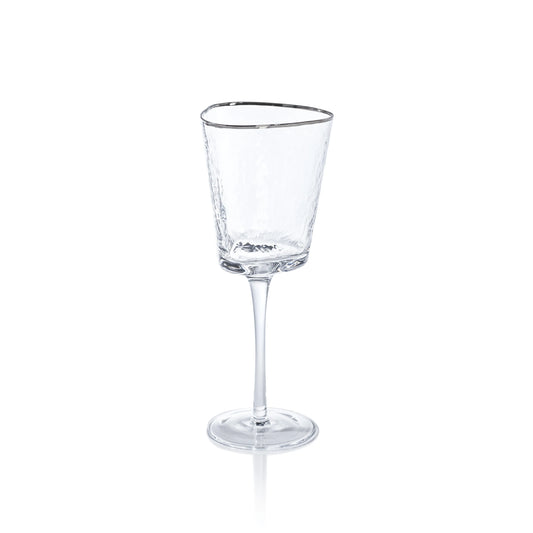 Aperitivo Triangular Wine Glass, Clear w/ Platinum Rim