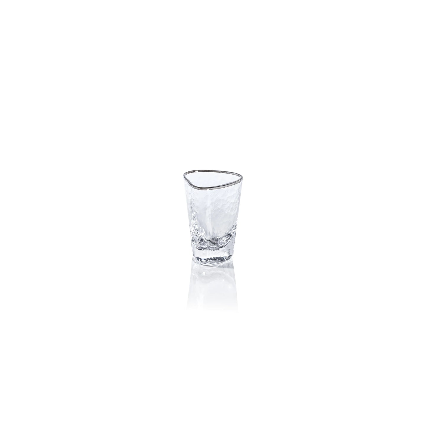Aperitivo Triangular Shot Glass, Clear w/ Platinum