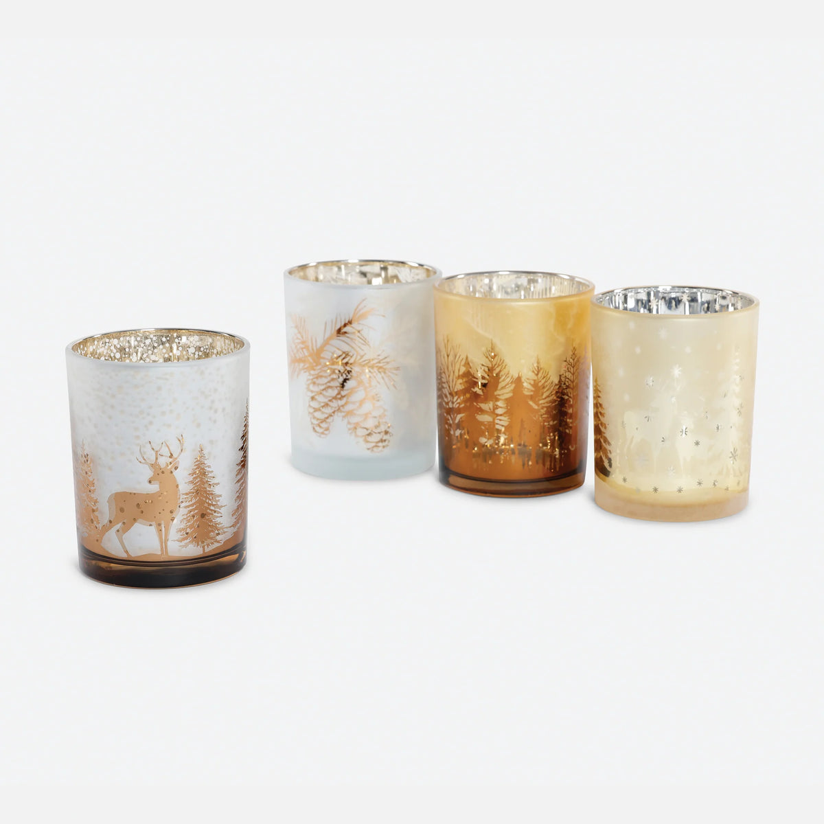 Large Woodland Glass Votive Holder – 4 Assorted Designs