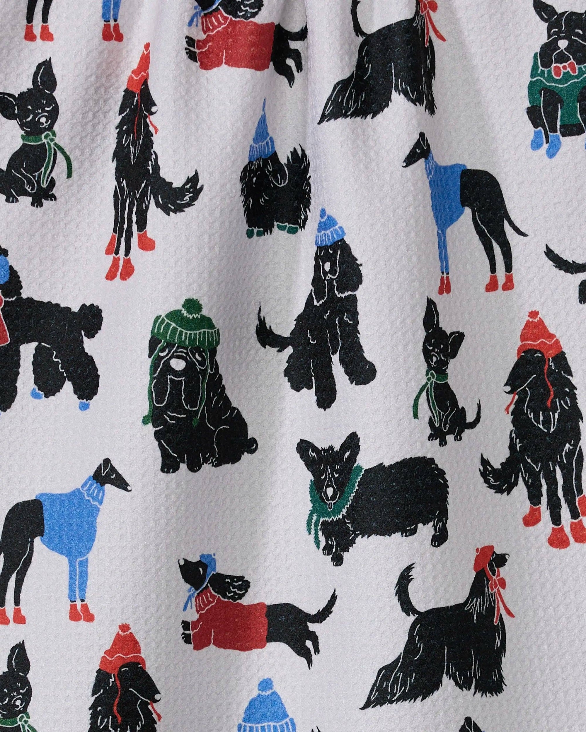 Eco-friendly Dogue Magazine tea towel featuring a playful dog print by Geometry House, made from sustainable materials.