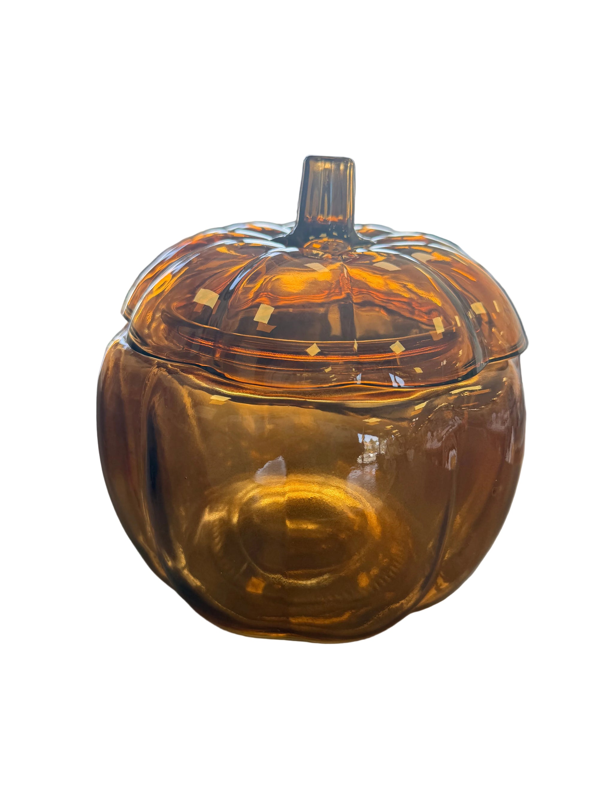 Orange Glass Pumpkin Treat Jar with Lid