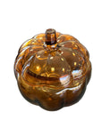 Orange Glass Pumpkin Treat Jar with Lid