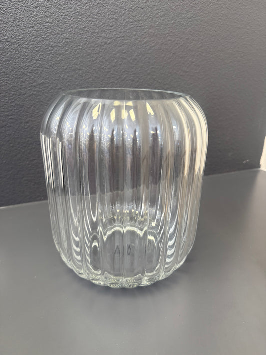 Glass Ribbed Vase