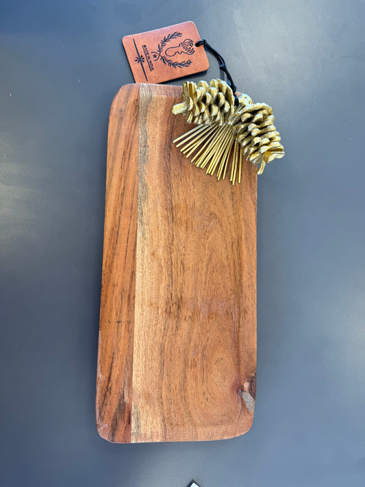 Tray with gold pinecones