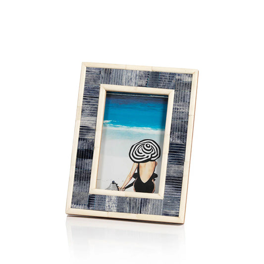 Mendocino Blue Carved Bone Photo Frame- 4" x 6"