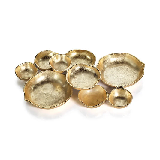 Cluster of Nine Serving Bowls - Dark Gold / Round