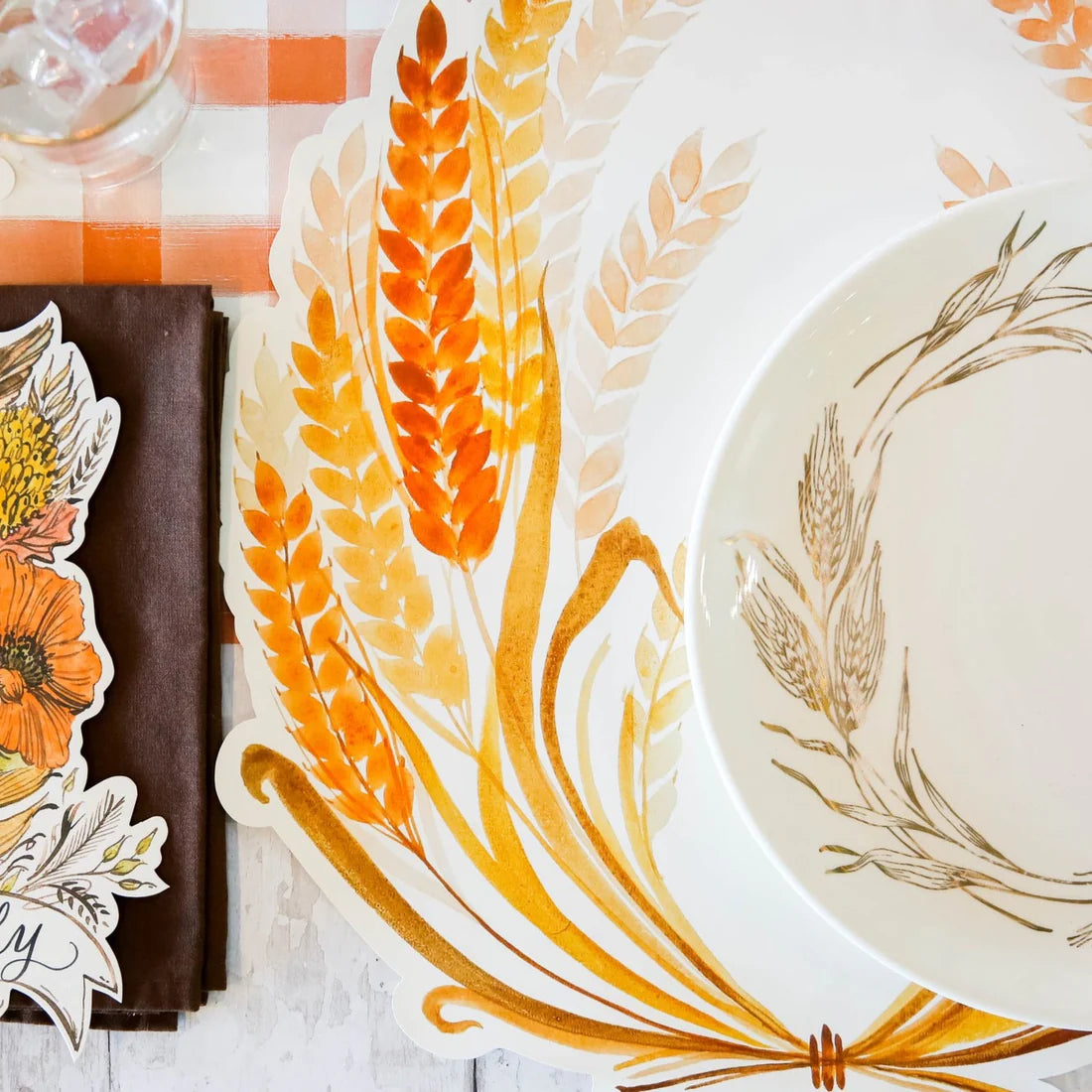 Die-Cut Golden Harvest Placemat – Fall Table Decor &amp; Thanksgiving Setting