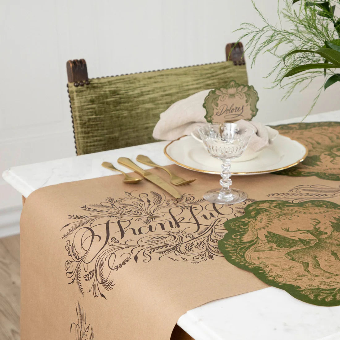 Thankful Runner – Kraft Paper Fall Table Runner for Thanksgiving | Eco-Friendly Table Decor