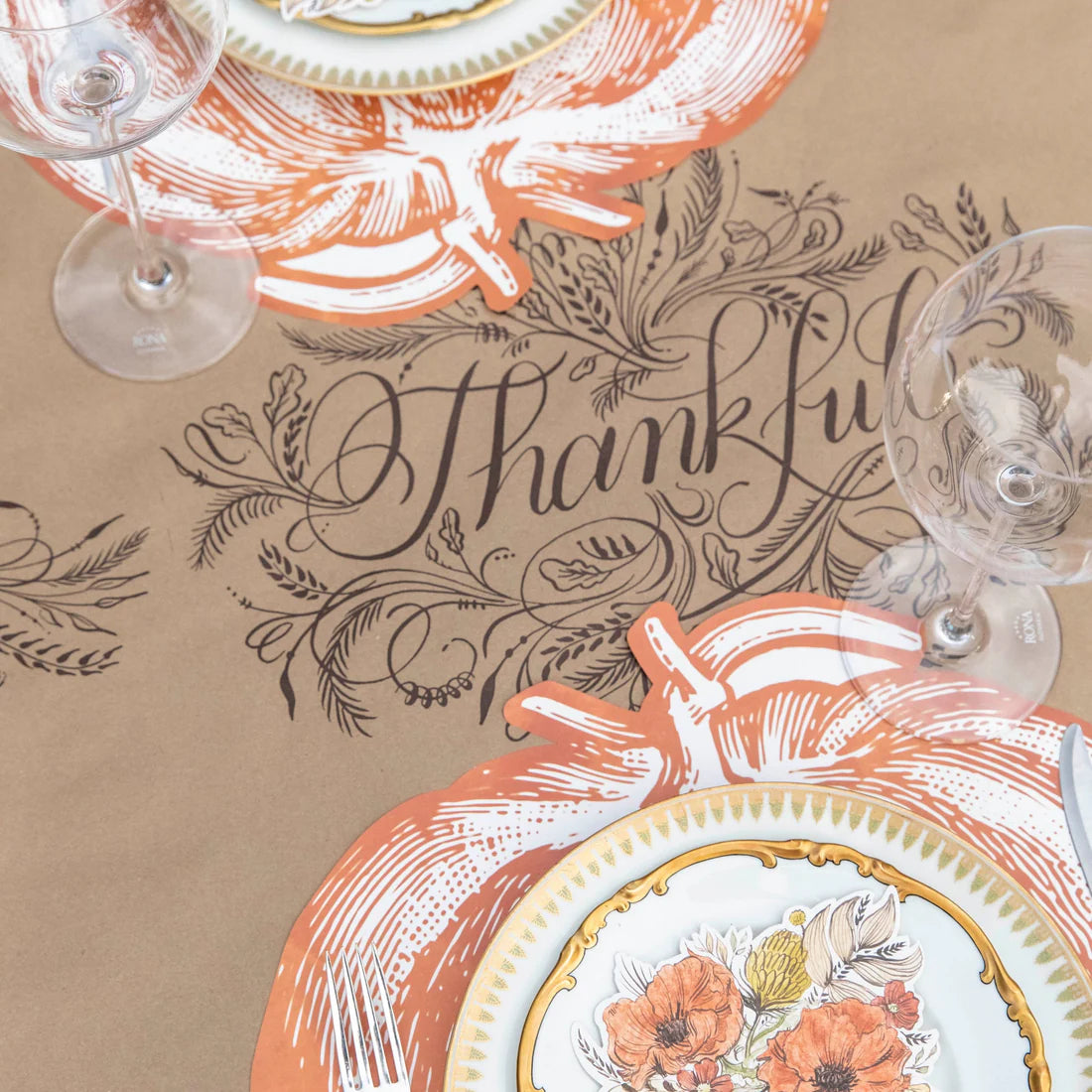 Thankful Runner – Kraft Paper Fall Table Runner for Thanksgiving | Eco-Friendly Table Decor