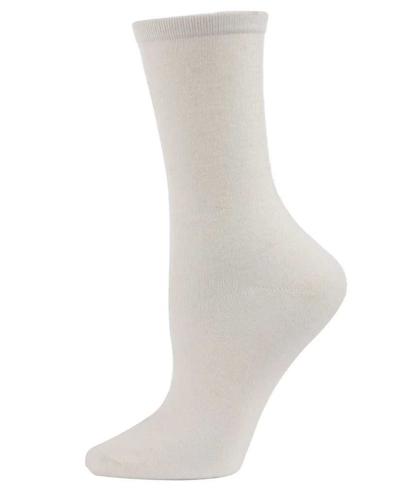 Women's Solid Soft Flat Knit Cashmere Blend Crew Sock