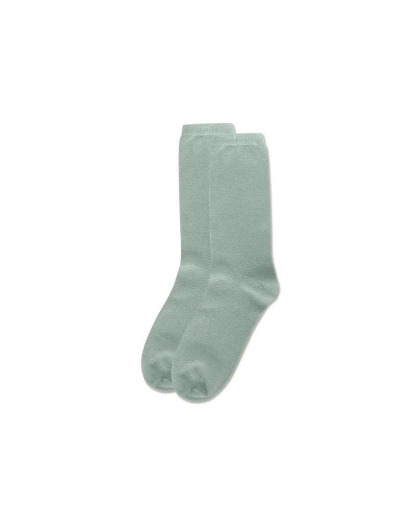 Women's Solid Soft Flat Knit Cashmere Blend Crew Sock