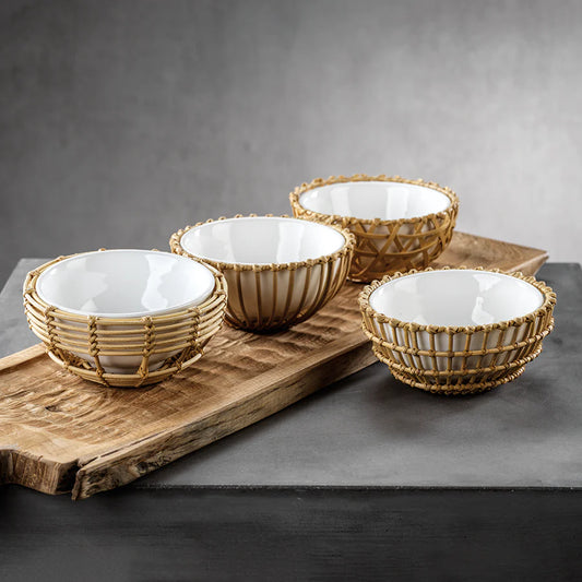 Wicker & Bamboo Condiment Bowls