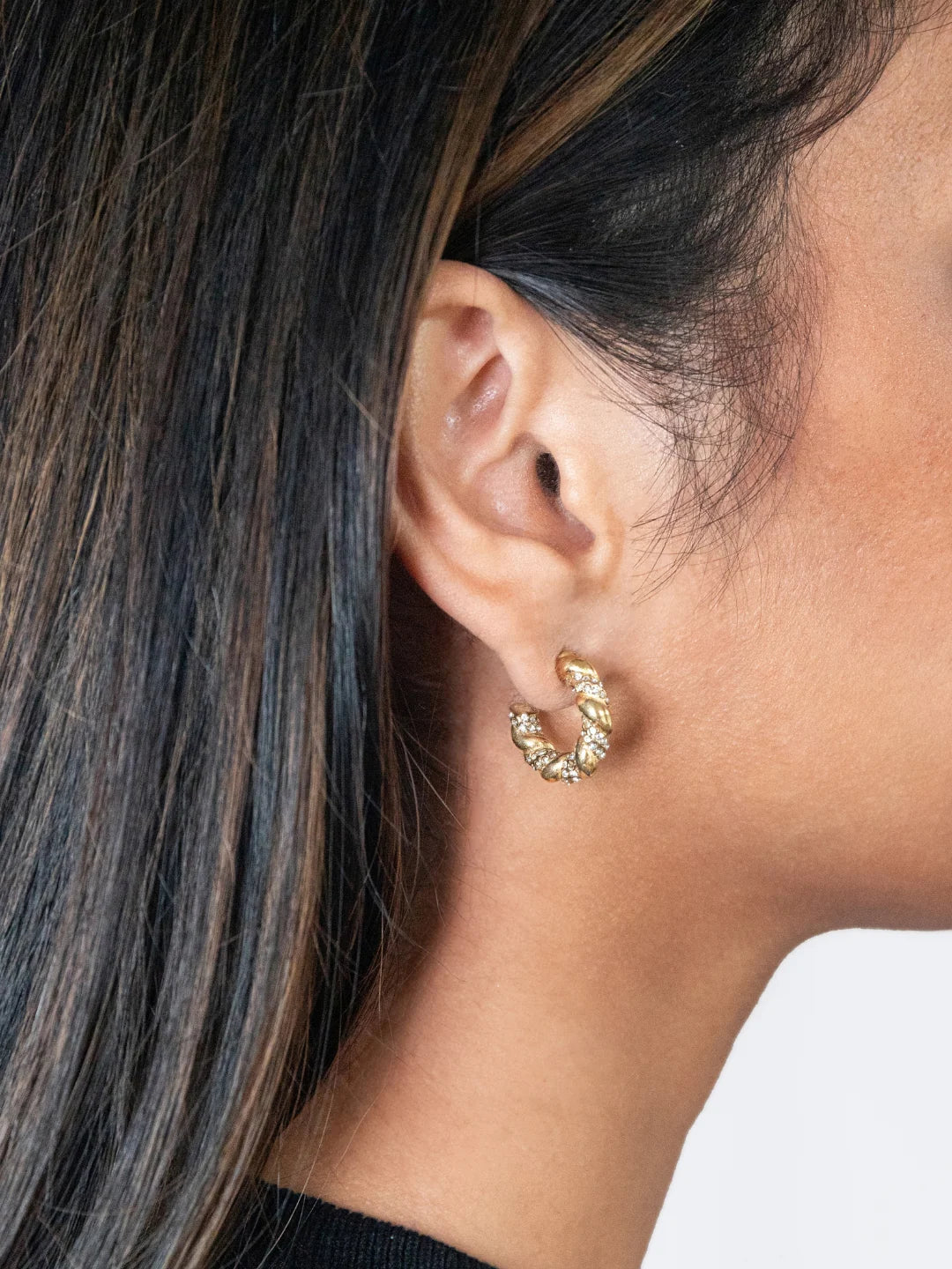 RITA HOOPS - pave - GOLD
