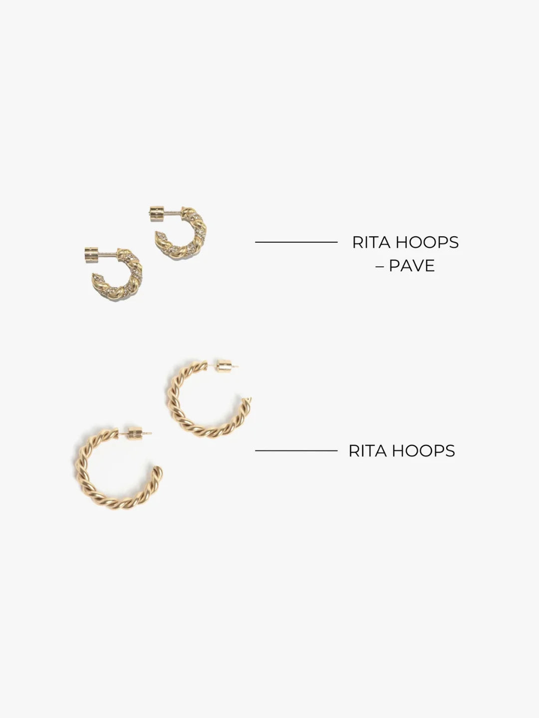 RITA HOOPS - pave - GOLD