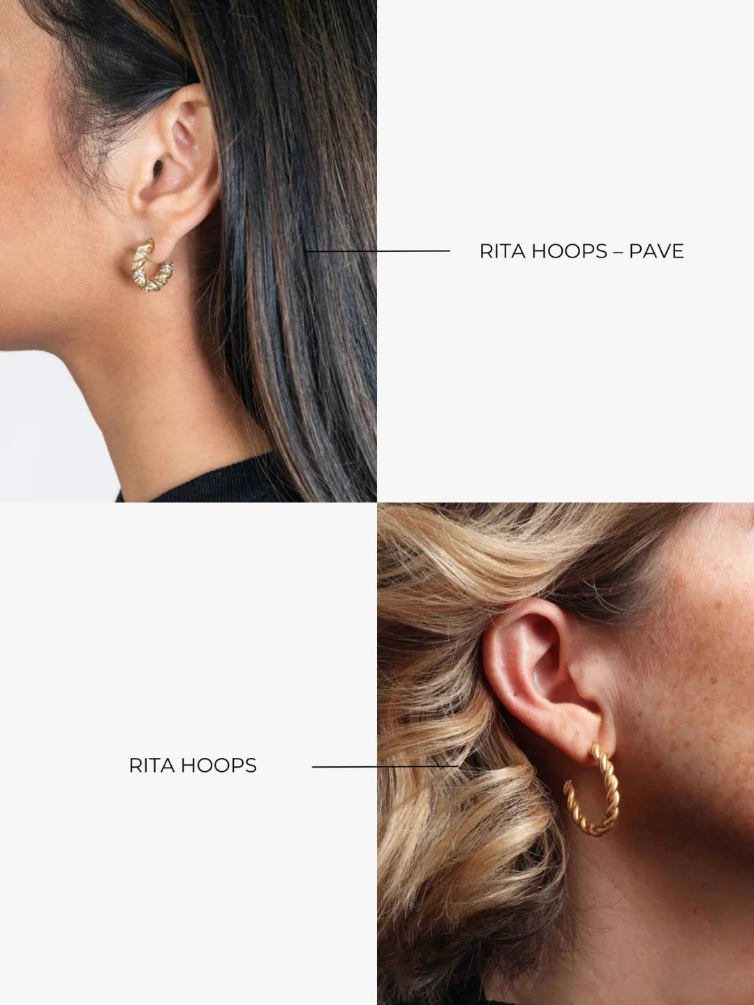 RITA HOOPS - pave - GOLD