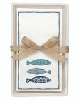 Ceramic Guest Napkin Tray + Napkins - Fish